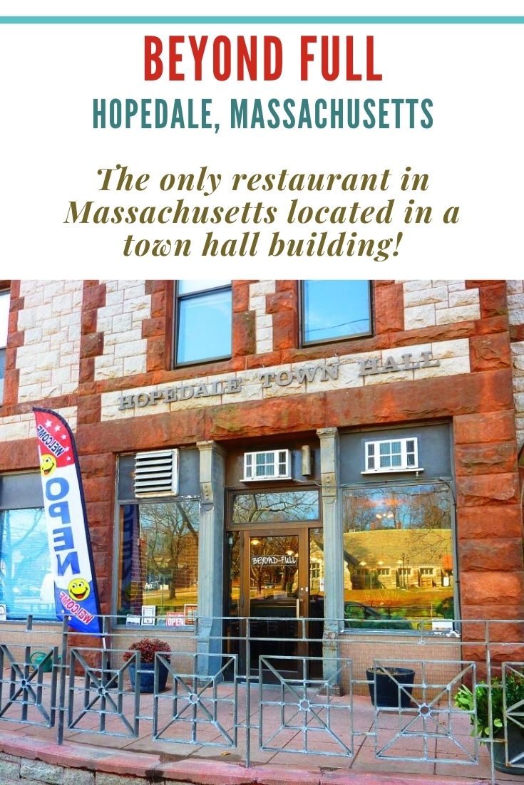 Next restaurant stop in Massachusetts: Beyond Full in Hopedale-- the only restaurant in the state located in a town hall building. Fantastic burgers and shakes here!