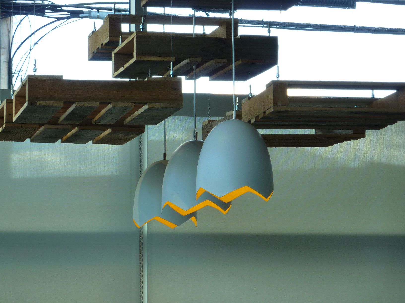 Egg lights at CRACK'D Kitchen & Coffee in Andover, Mass.