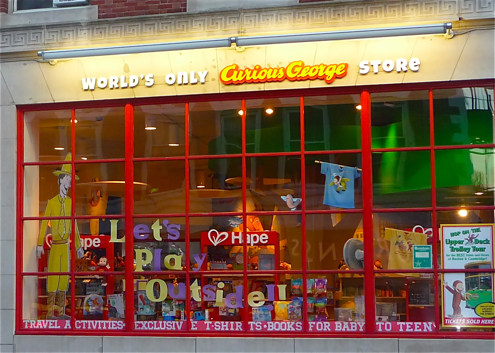 The world's only Curious George Store is located in Harvard Square in Cambridge, Mass.