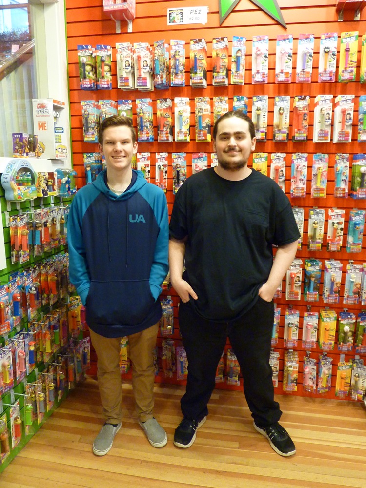 Levi Smith andIsaac Kingston, of Captain Candy, at Thornes Marketplace in Northampton, Mass.