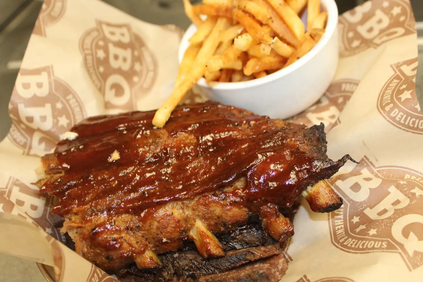 Baby back ribs from The Alamo Texas BBQ and Tequila Bar in Brookline, NH.