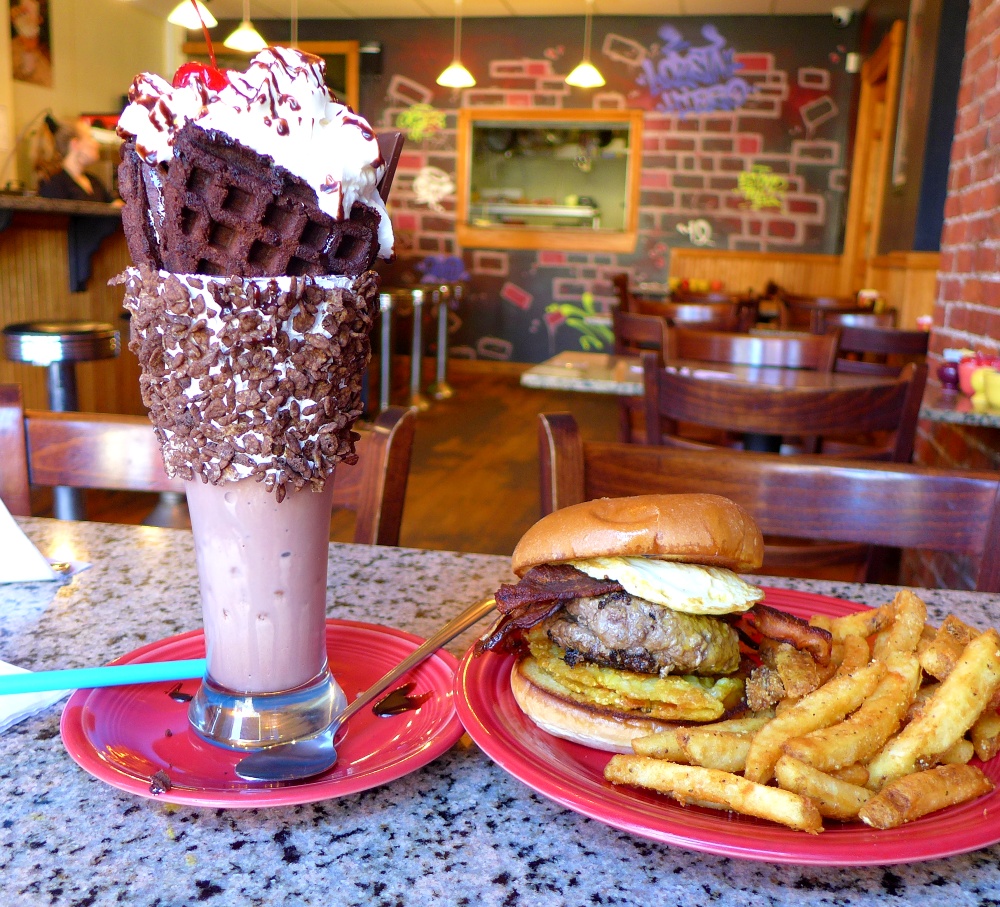 Burger and shake from Beyind Full in Hopedale, MA.