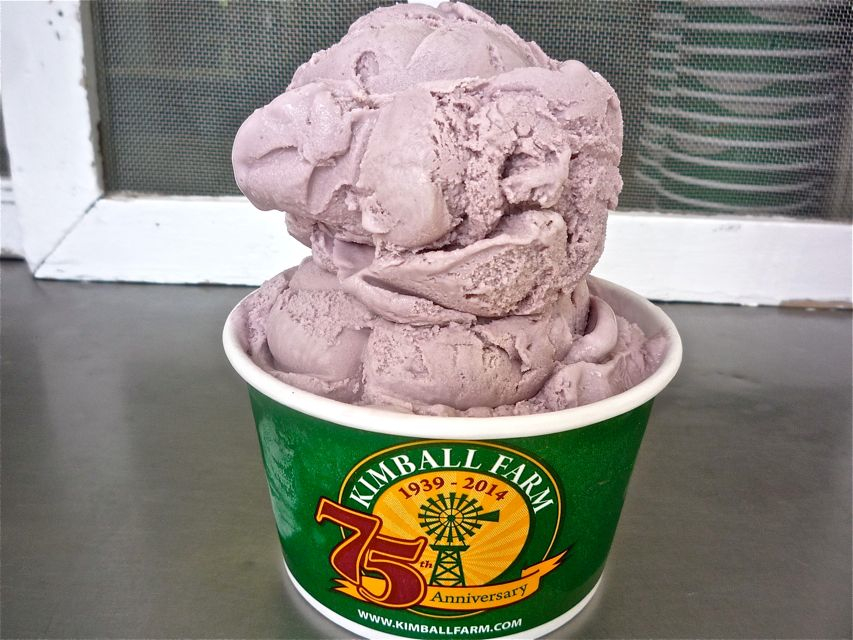 Black raspberry ice cream from Kimball Farm in Carlisle, Mass.