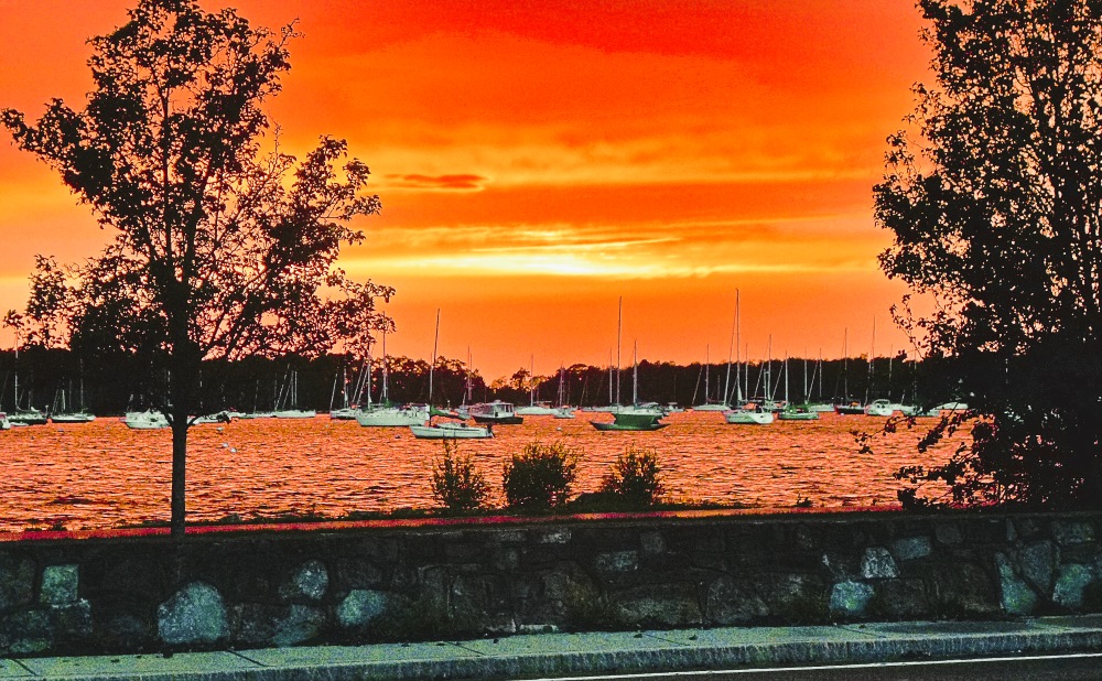 Sunset at the harbor in Bristol, R.I.