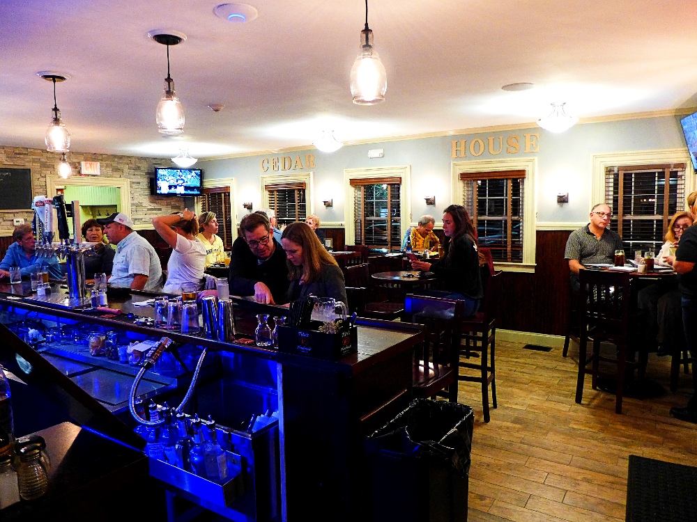 Bar and dining area at the Cedar House Restaurant and Bar in Walpole, Mass.