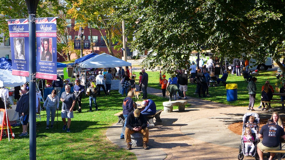 Community event at a town green in Massachusetts.