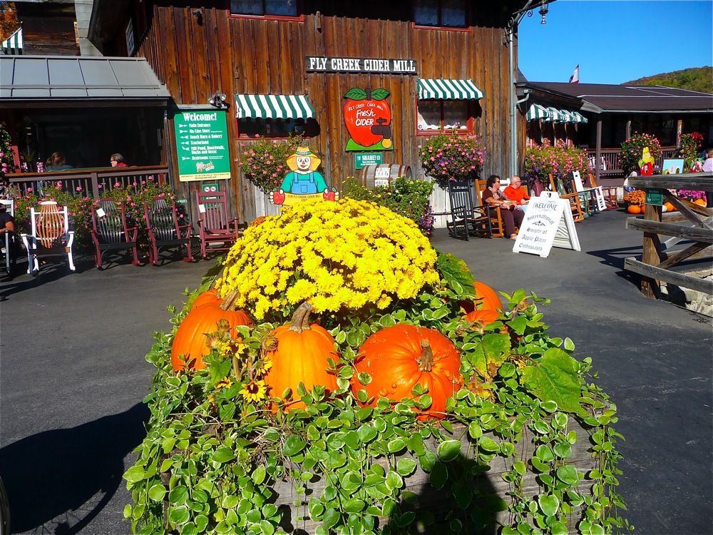 Fly Creek Cider Mill in Fly Creek NY during the fall season.