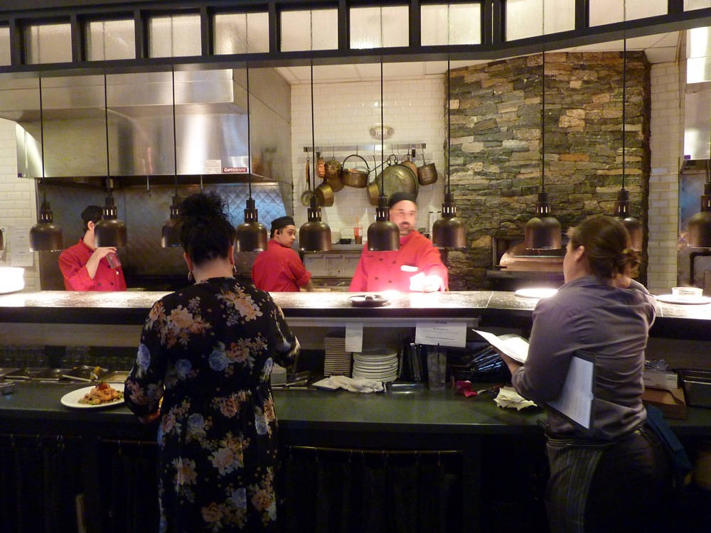 Open kitchen at Copper Door restaurant in Bedford, N.H.