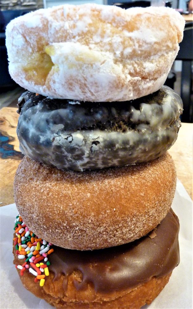 Stack of traditional doughnuts from Country Kitche Donuts, Millis, Mass.