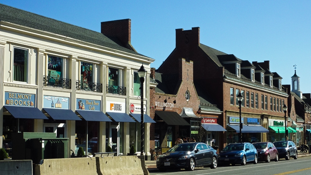Downtown Belmont, Massachusetts.