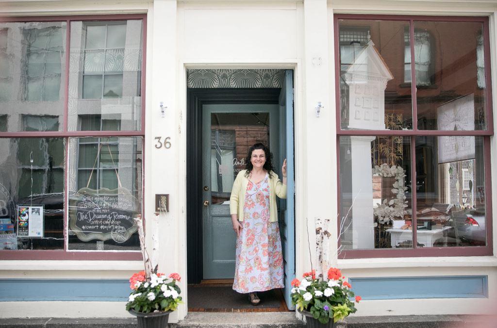 Anthi in front of her new store in New Bedford, Massachusetts.