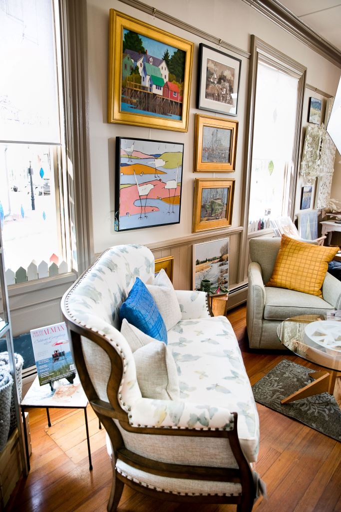 Art, furniture and books at Anthi Associates in New Bedford, Massachusetts.