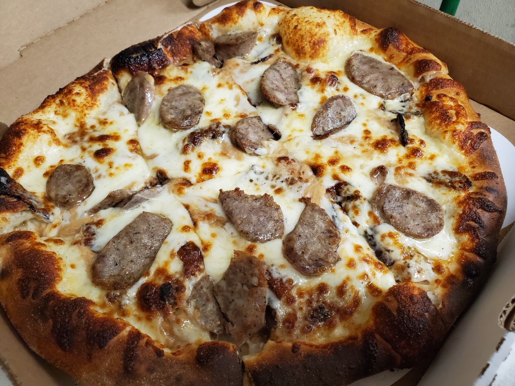 Peanut butter bacon pizza from Father's Kitchen & Taphouse in East Sandwich, Mass.