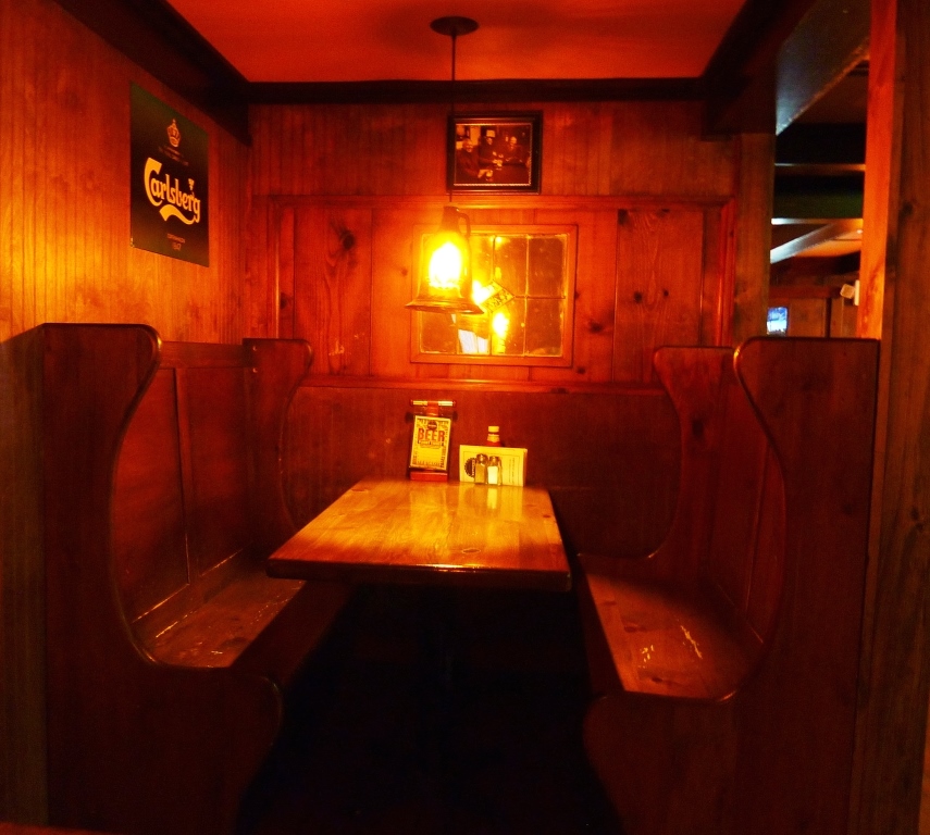 Dining in a snug at Father's Kitchen and Taphouse in East Sandwich, Mass.