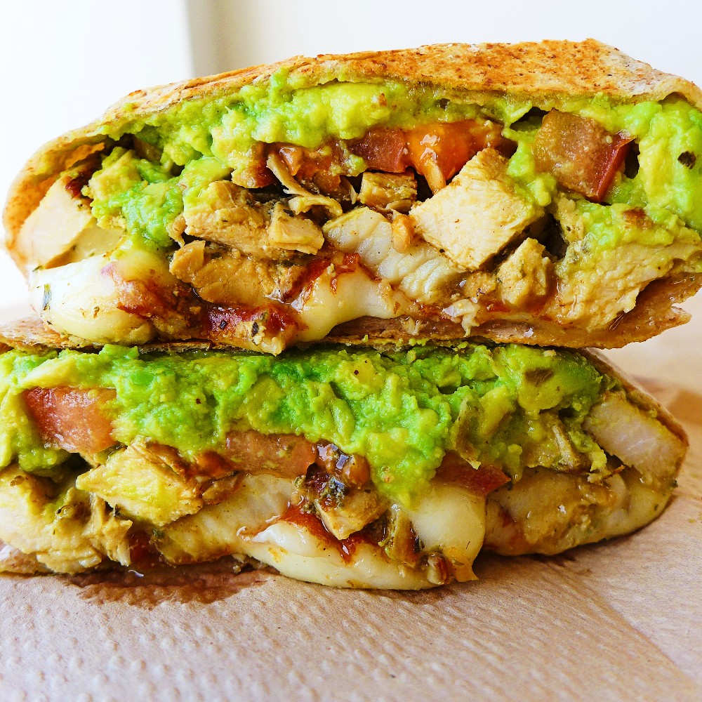 Chicken wrap with avocado and mozzarella cheese from The Juice Bar Norwood in Norwood, Mass.