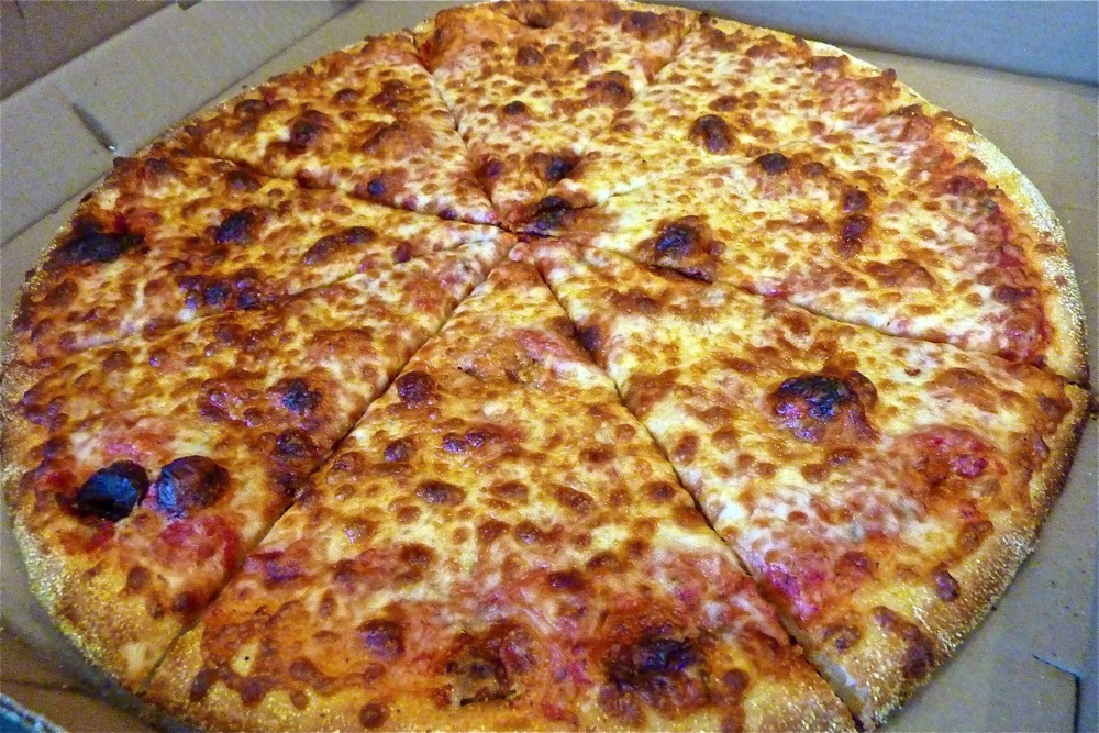 Delicious cheese pizza from Ken's in Bedford, Mass.