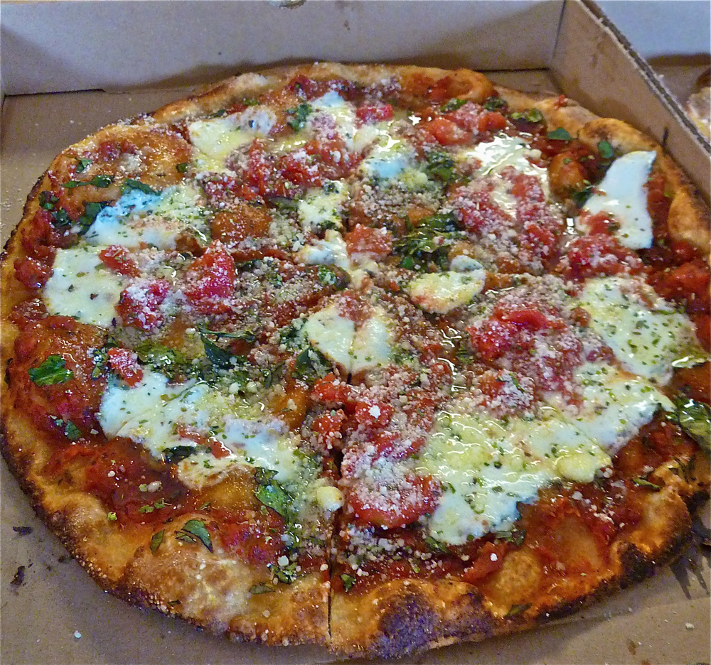 Margherita pizza from Kindles Wood Fired Pizza in Marlborugh, Mass.