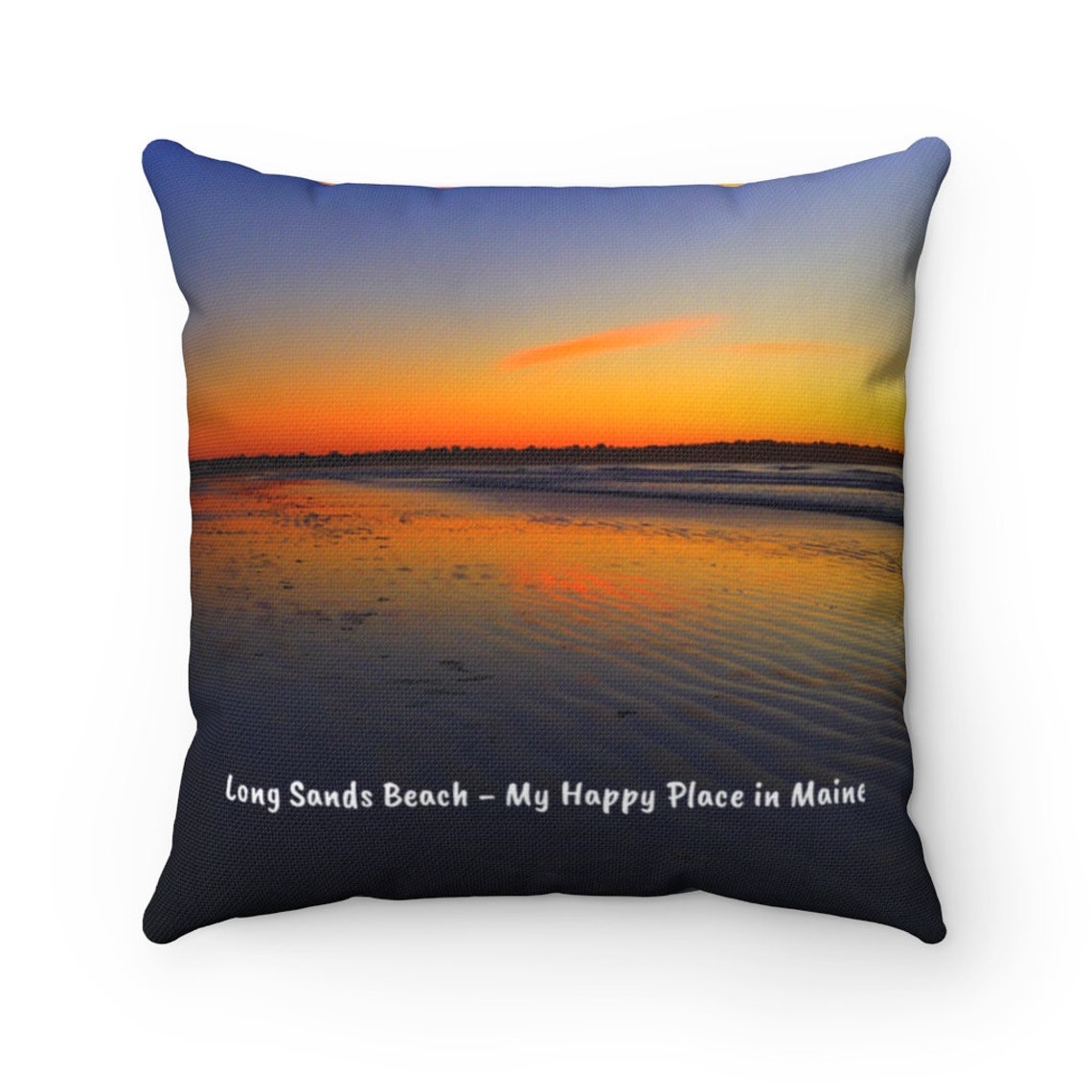 Long Sands Beach sunrise decorative pillow