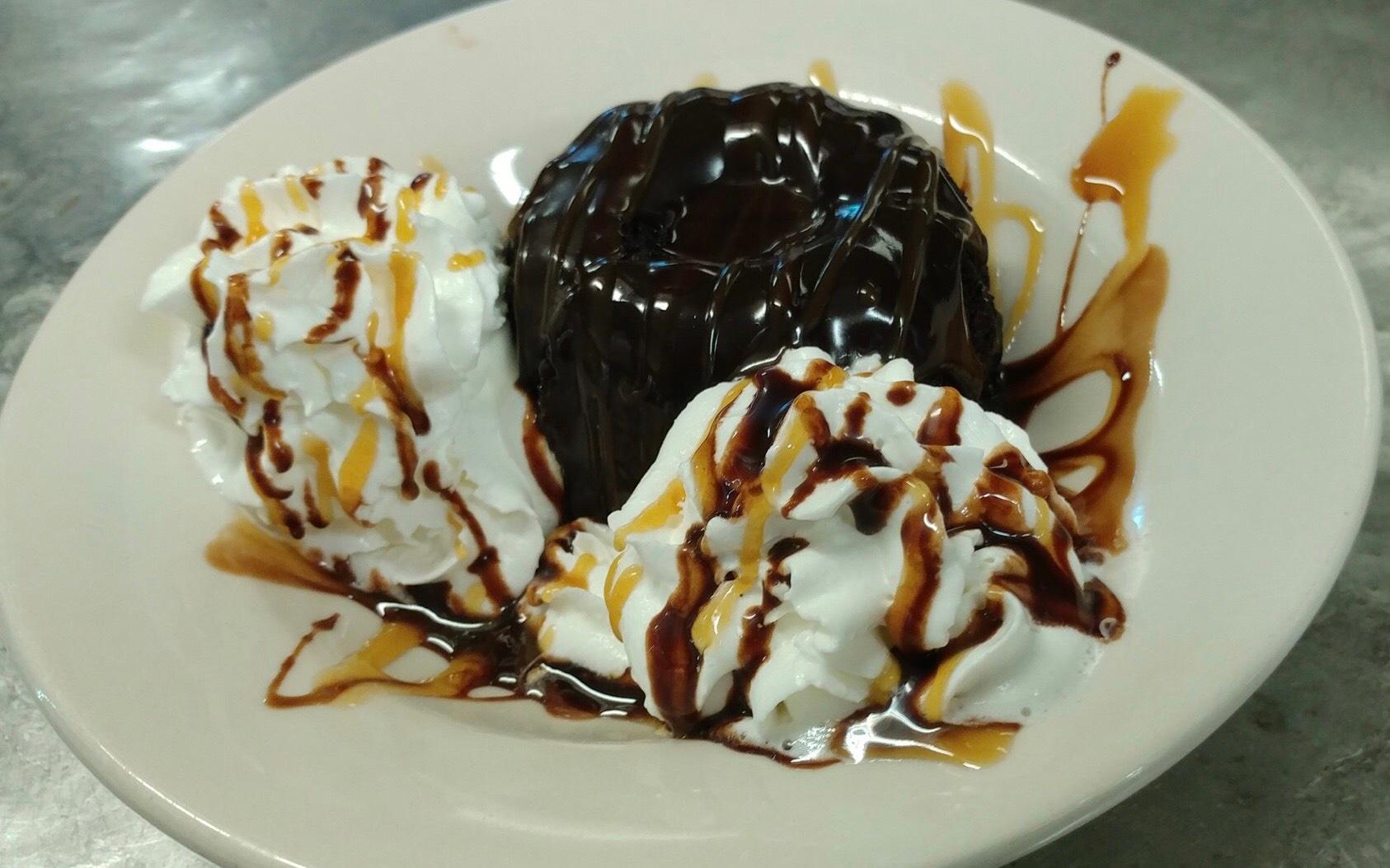 Molten lava cake from Mike's restaurant in Fairhaven, MA.