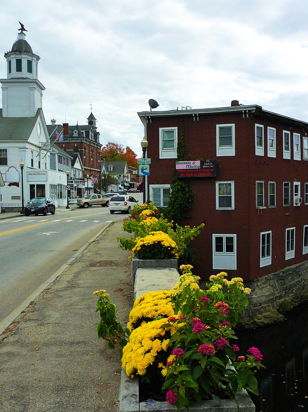 Approaching downtown Milford, NH.