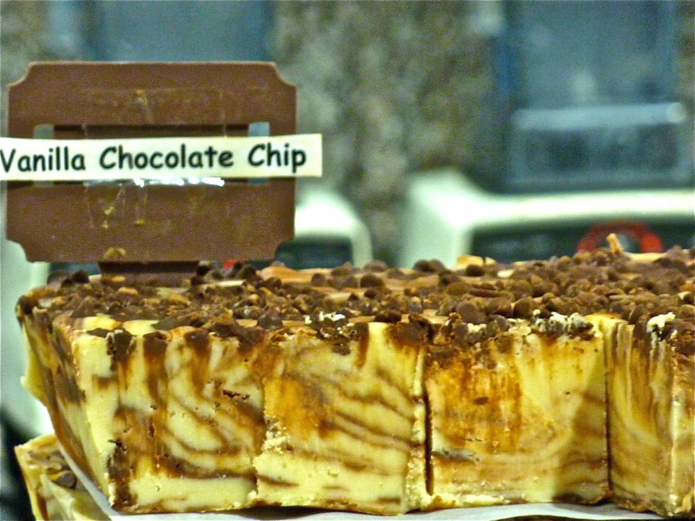 Homemade vanilla chocolate chip fudge from Mystic Sweets and Ice Cream Shoppe in Mystic Conn.