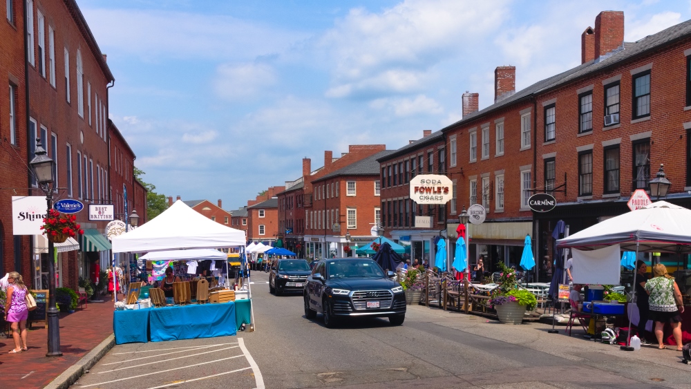 Walking State Street in historic, coastal downtown Newburyport, Massachusetts