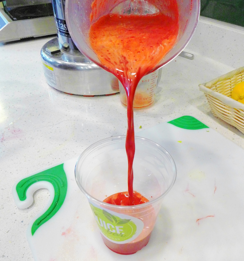 Creating juices at The Juice Bar Norwood in Norwood, Mass.
