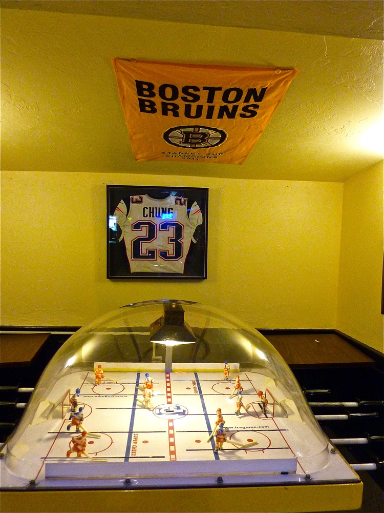 Table rod hockey game at Parker's Pub in Wrentham, Mass.