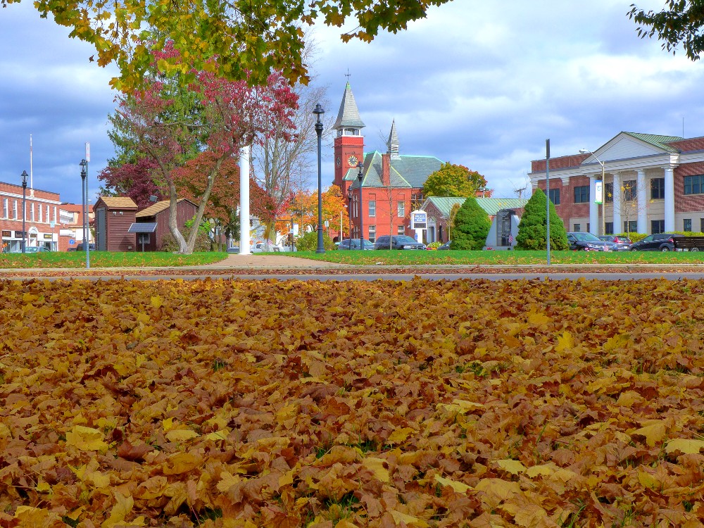 Downtown Walpole MA on an autumn day.