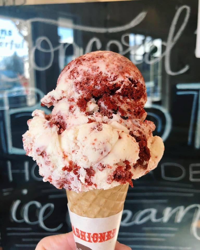 Red velvet ice cream from Reasons To Be Cheerful in West Concord, Mass.