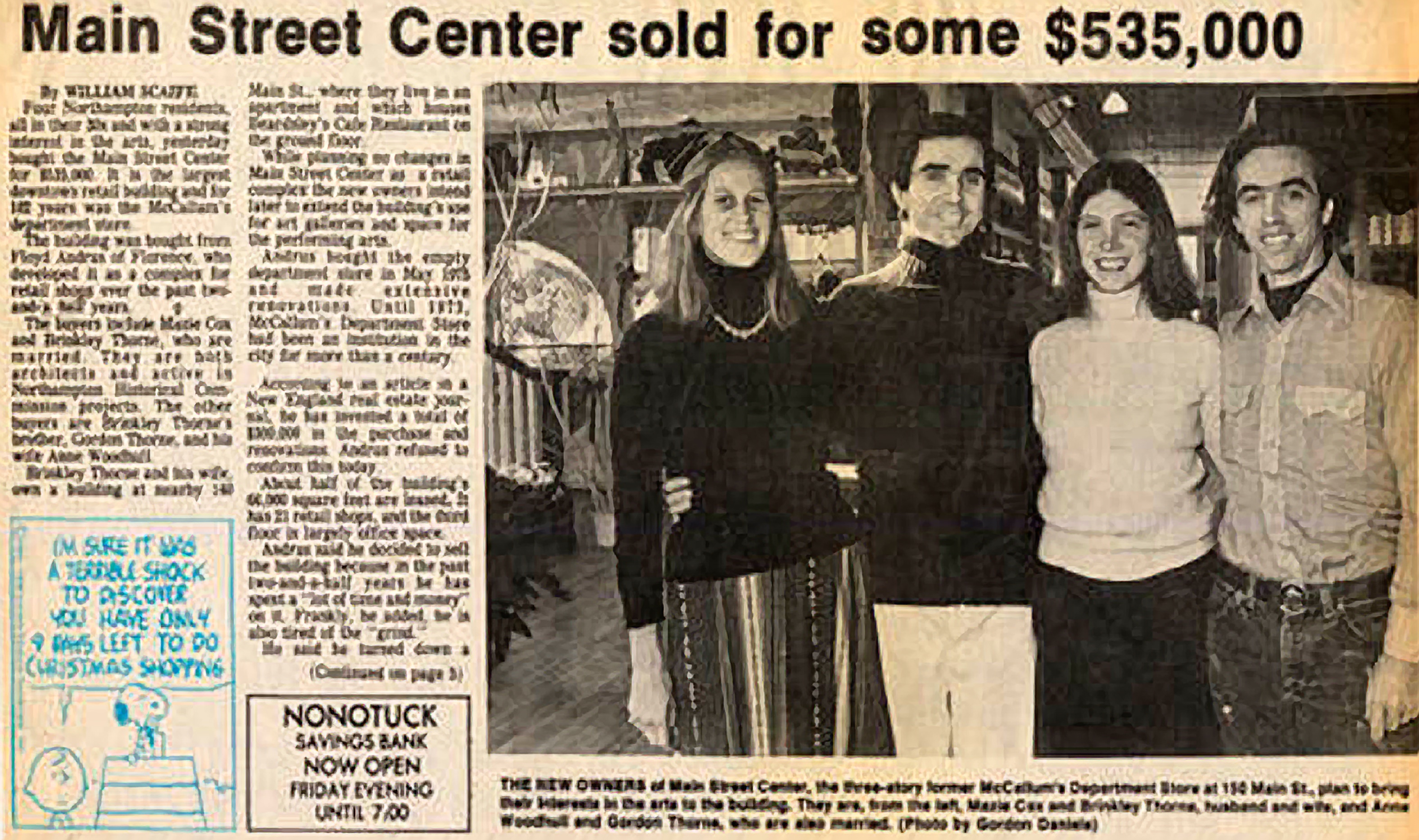 Thornes Marketplace newspaper article, Northampton, Mass.