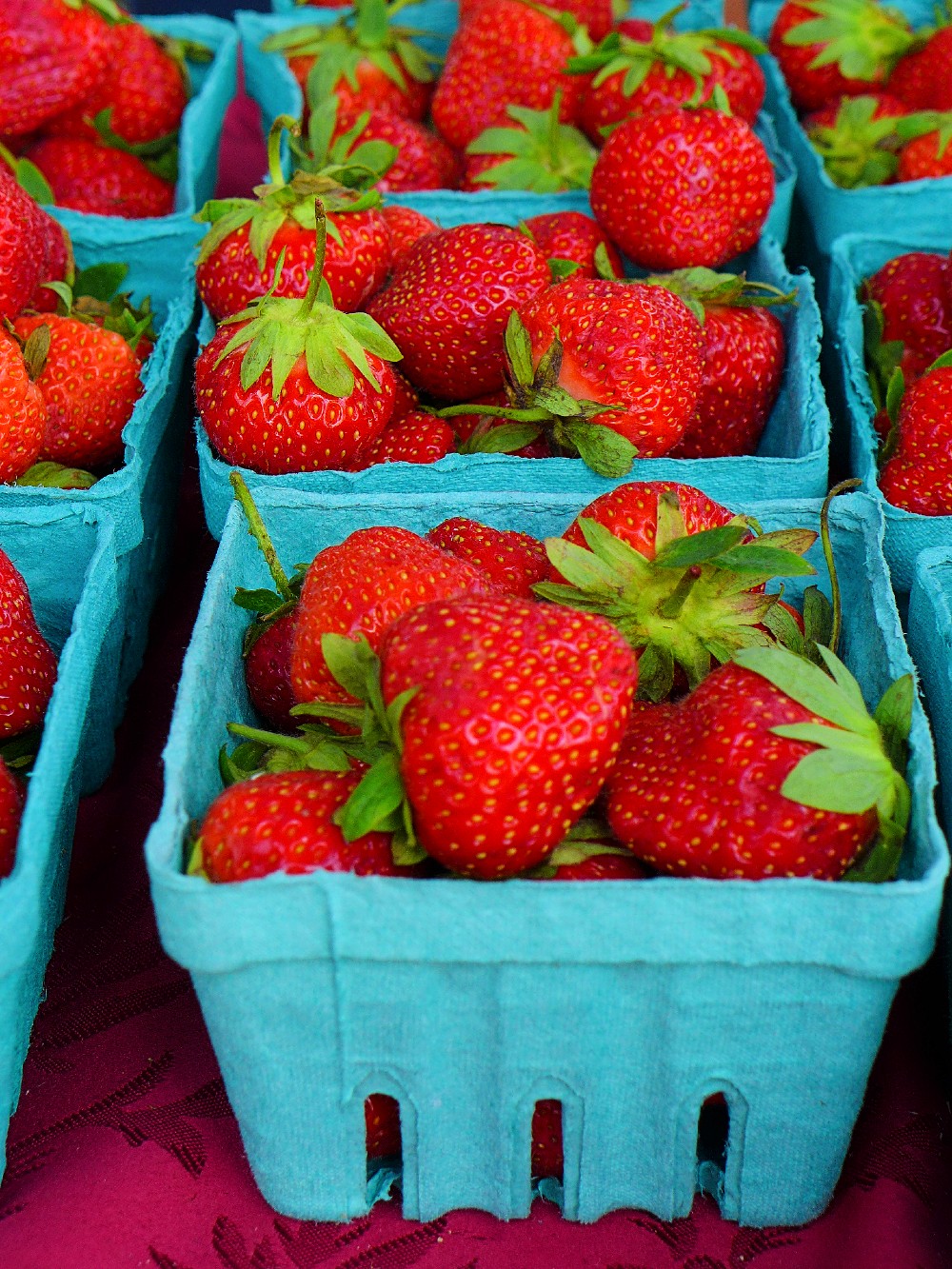 Strawberries from Fairmount Farm at the Walpole Farmers Market in Walpole, Massachusetts